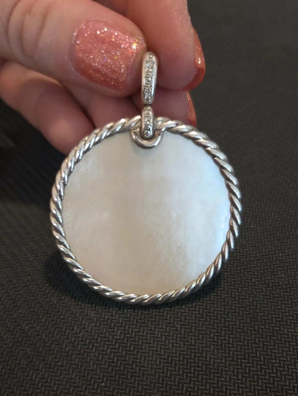David Yurman Black Onyx/Mother Of Pearl Elements Cable Enhancer Pendant